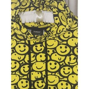 NEW Smiley Face Hoodie Black Yellow‎ Streetwear Art Skater Sweatshirt MEDIUM  40